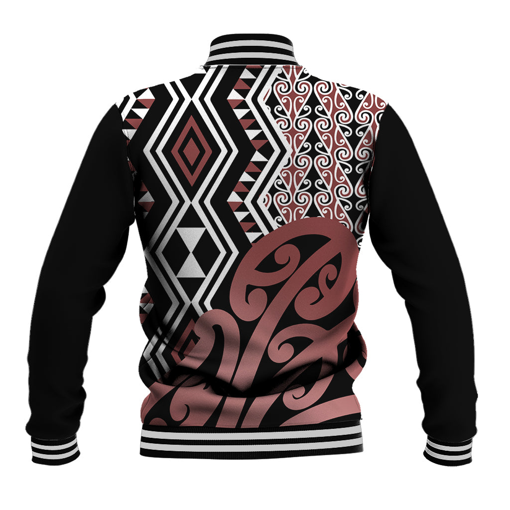 New Zealand Baseball Jacket Aotearoa Kowhaiwhai Mix Taniko Art LT14 - Polynesian Pride