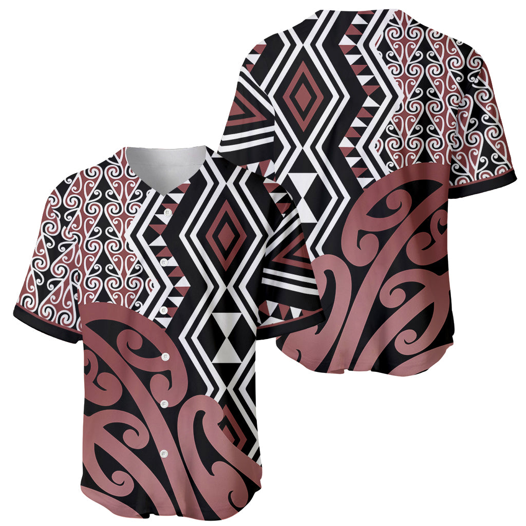New Zealand Baseball Jersey Aotearoa Kowhaiwhai Mix Taniko Art LT14 - Polynesian Pride
