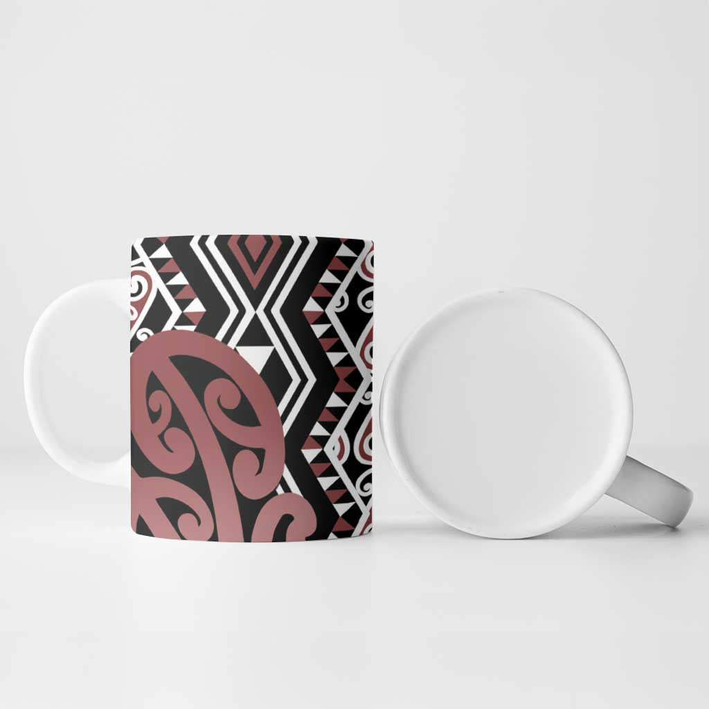 New Zealand Ceramic Mug Aotearoa Kowhaiwhai Mix Taniko Art - Polynesian Pride
