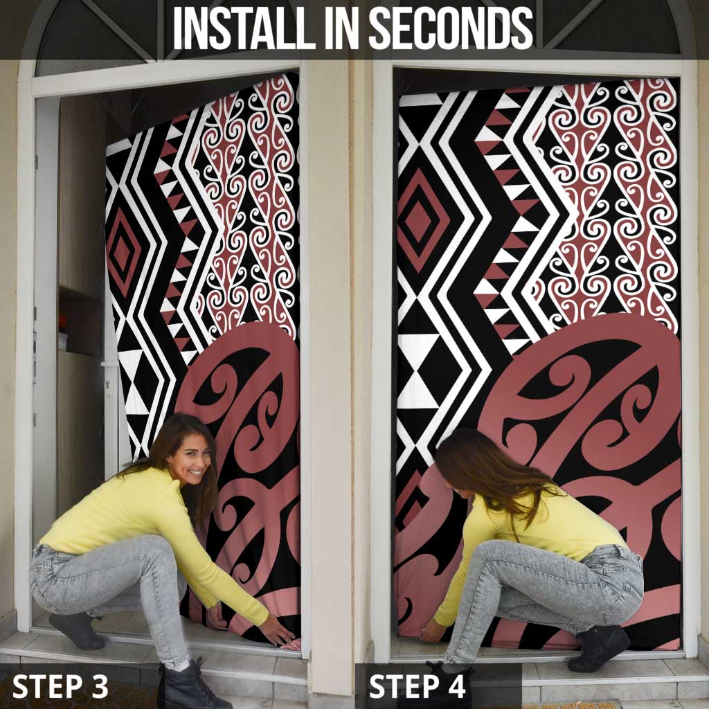 New Zealand Door Cover Aotearoa Kowhaiwhai Mix Taniko Art - Polynesian Pride
