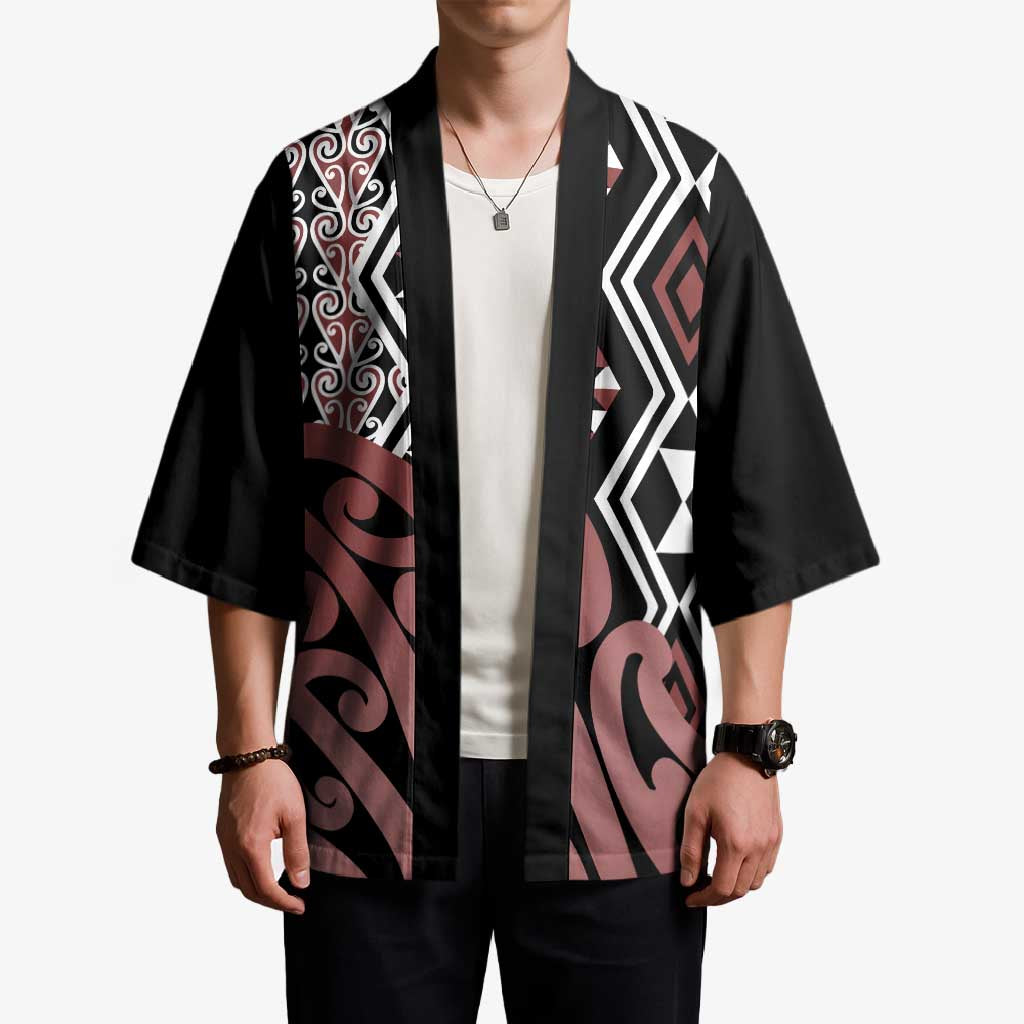 New Zealand Kimono Aotearoa Kowhaiwhai Mix Taniko Art - Polynesian Pride