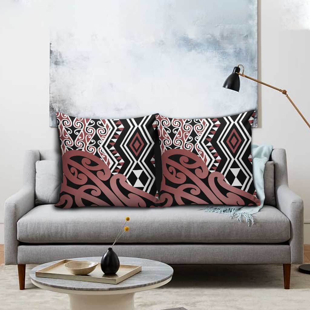 New Zealand Pillow Cover Aotearoa Kowhaiwhai Mix Taniko Art - Polynesian Pride