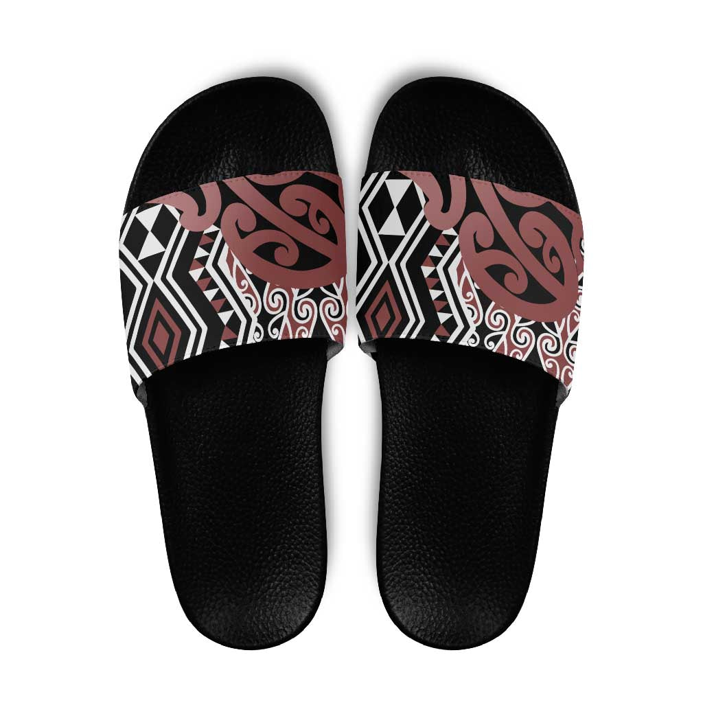 New Zealand Slide Sandals Aotearoa Kowhaiwhai Mix Taniko Art - Polynesian Pride