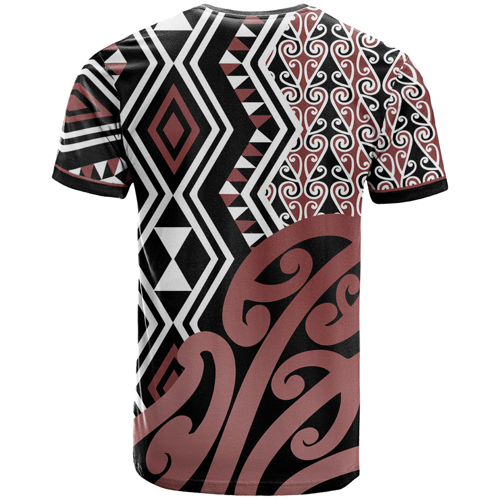 New Zealand T Shirt Aotearoa Kowhaiwhai Mix Taniko Art LT14 - Polynesian Pride