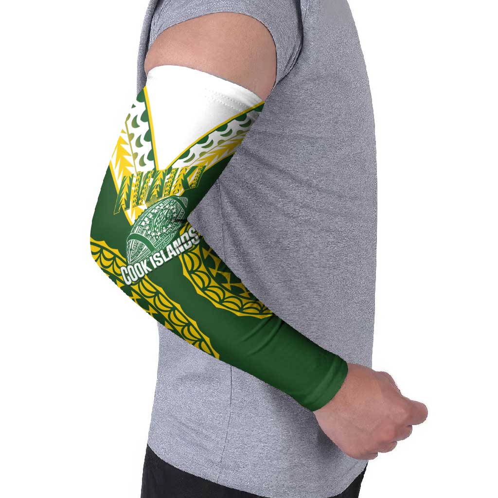 Custom Avaiki Cook Islands Rugby Arm Sleeves Kuki Airani Tatau Green LT14 - Polynesian Pride