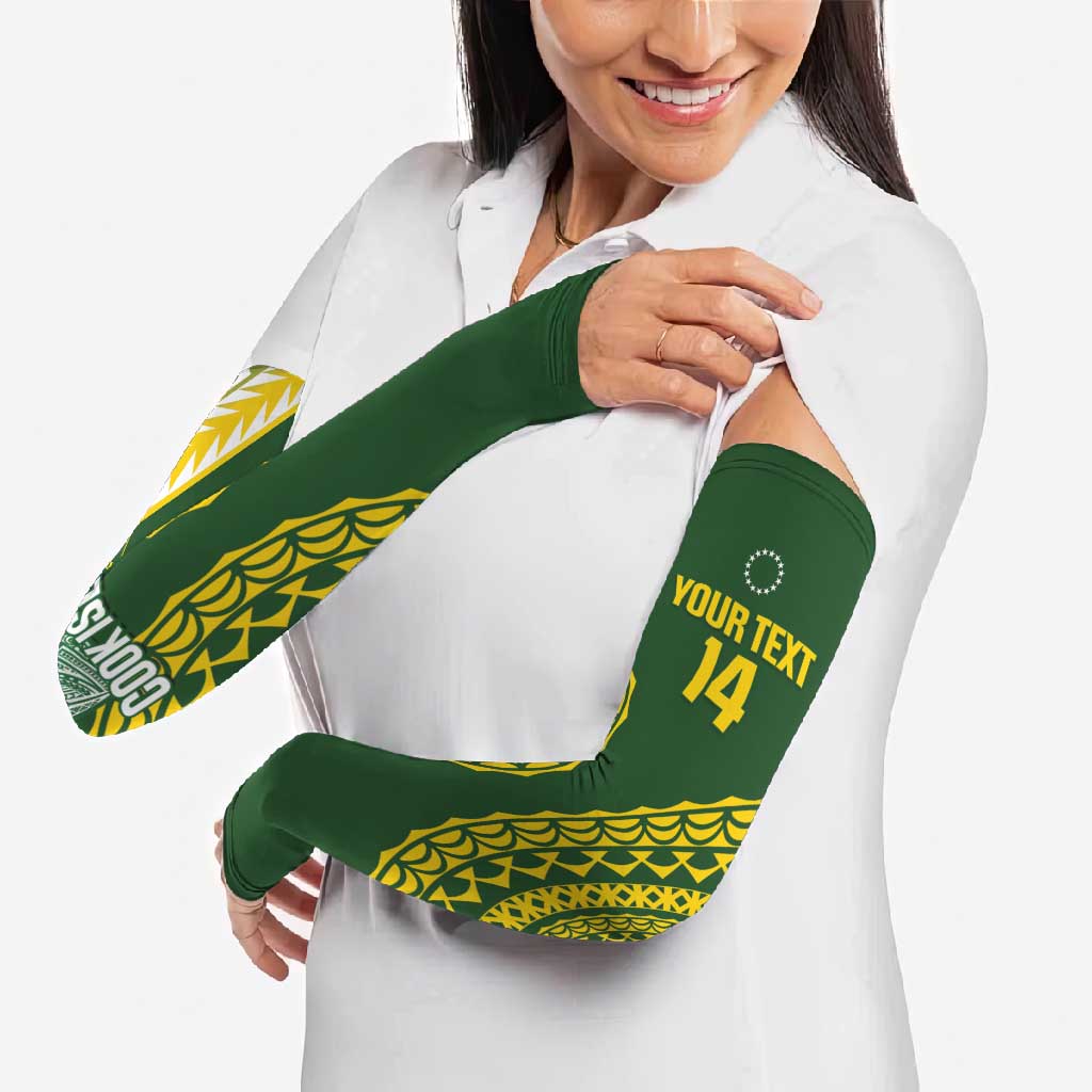 Custom Avaiki Cook Islands Rugby Arm Sleeves Kuki Airani Tatau Green LT14 - Polynesian Pride