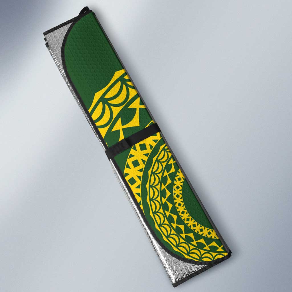 Avaiki Cook Islands Rugby Auto Sun Shade Kuki Airani Tatau Green LT14 - Polynesian Pride