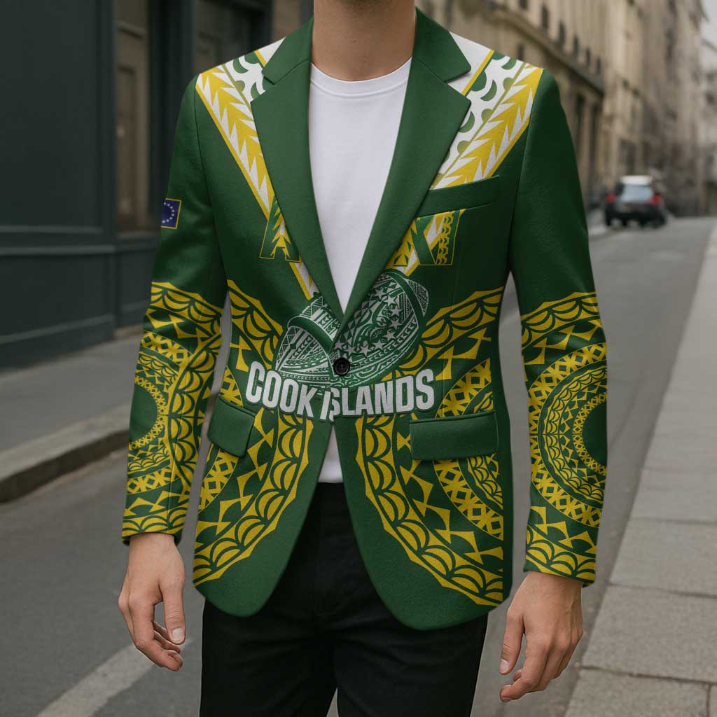 Custom Avaiki Cook Islands Rugby Blazer Kuki Airani Tatau Green LT14 - Polynesian Pride
