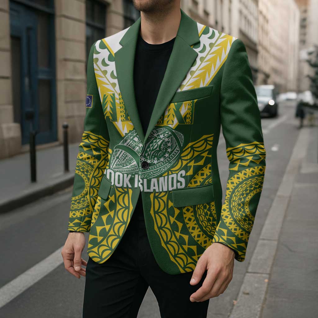 Custom Avaiki Cook Islands Rugby Blazer Kuki Airani Tatau Green LT14 - Polynesian Pride