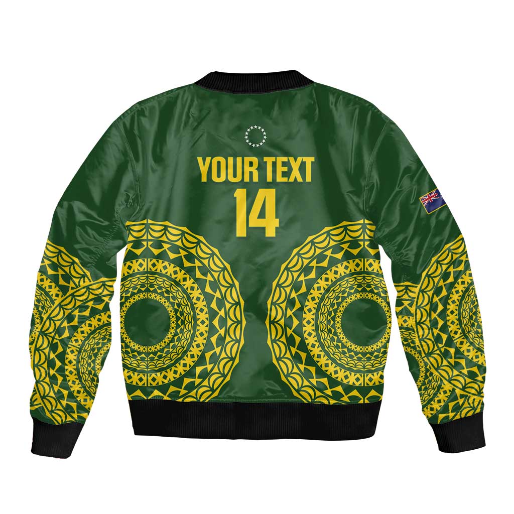 Custom Avaiki Cook Islands Rugby Bomber Jacket Kuki Airani Tatau Green LT14 - Polynesian Pride