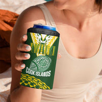 Custom Avaiki Cook Islands Rugby 4 in 1 Can Cooler Tumbler Kuki Airani Tatau Green LT14 - Polynesian Pride