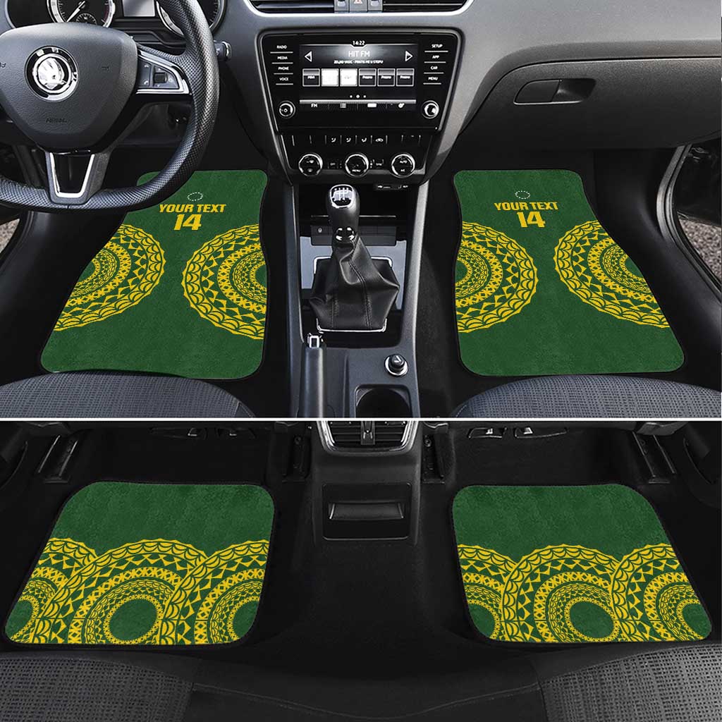 Custom Avaiki Cook Islands Rugby Car Mats Kuki Airani Tatau Green LT14 Set 4pcs Green - Polynesian Pride
