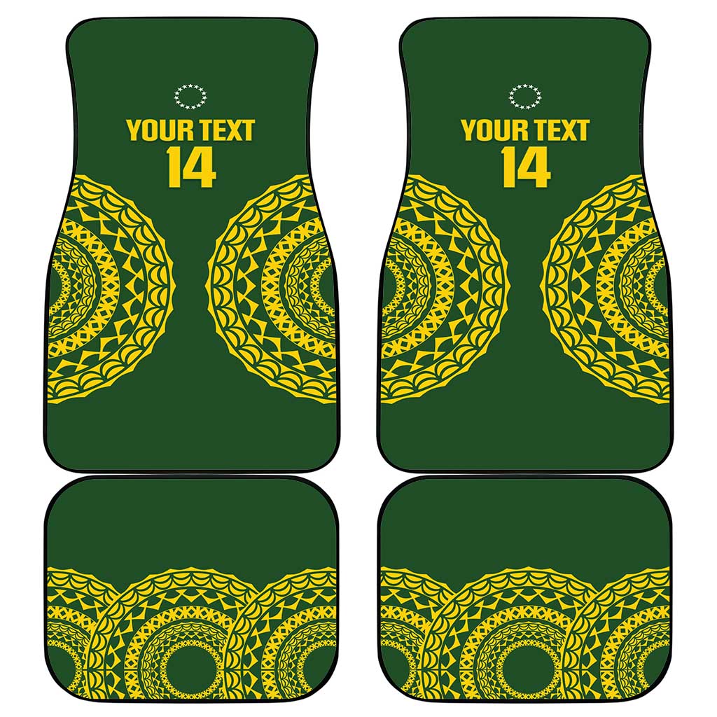 Custom Avaiki Cook Islands Rugby Car Mats Kuki Airani Tatau Green LT14 - Polynesian Pride