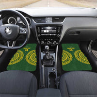 Custom Avaiki Cook Islands Rugby Car Mats Kuki Airani Tatau Green LT14 Set 2pcs - Front Green - Polynesian Pride