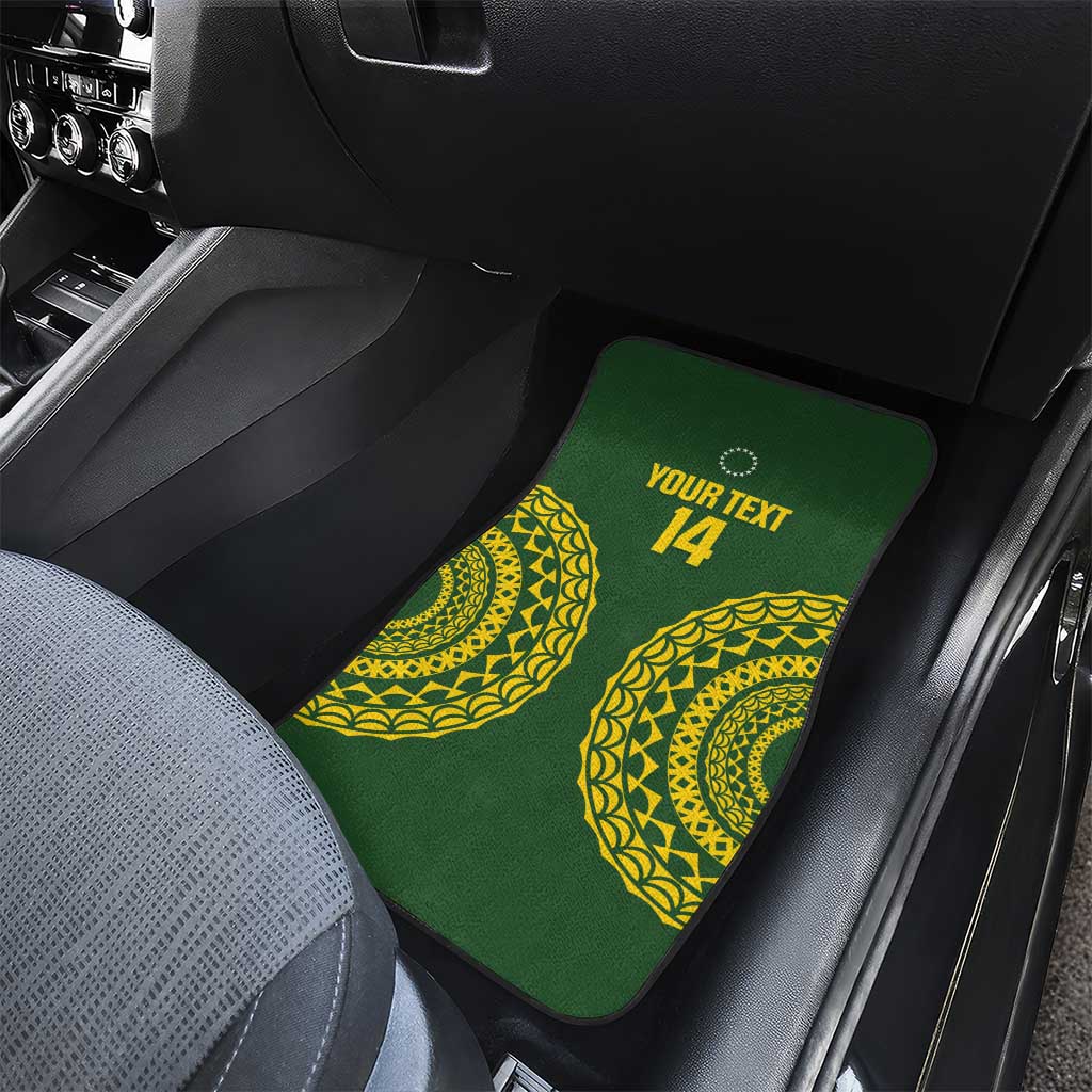 Custom Avaiki Cook Islands Rugby Car Mats Kuki Airani Tatau Green LT14 - Polynesian Pride