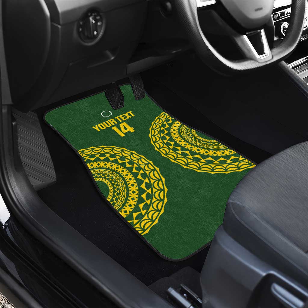Custom Avaiki Cook Islands Rugby Car Mats Kuki Airani Tatau Green LT14 - Polynesian Pride
