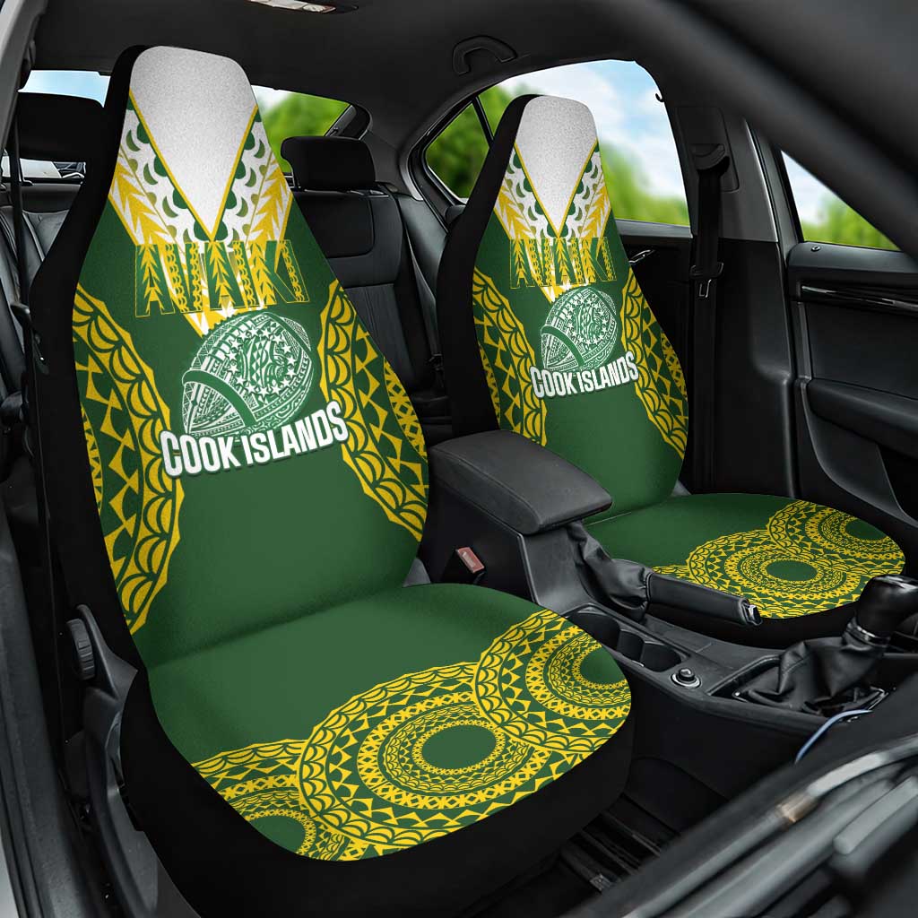 Avaiki Cook Islands Rugby Car Seat Cover Kuki Airani Tatau Green LT14 One Size Green - Polynesian Pride