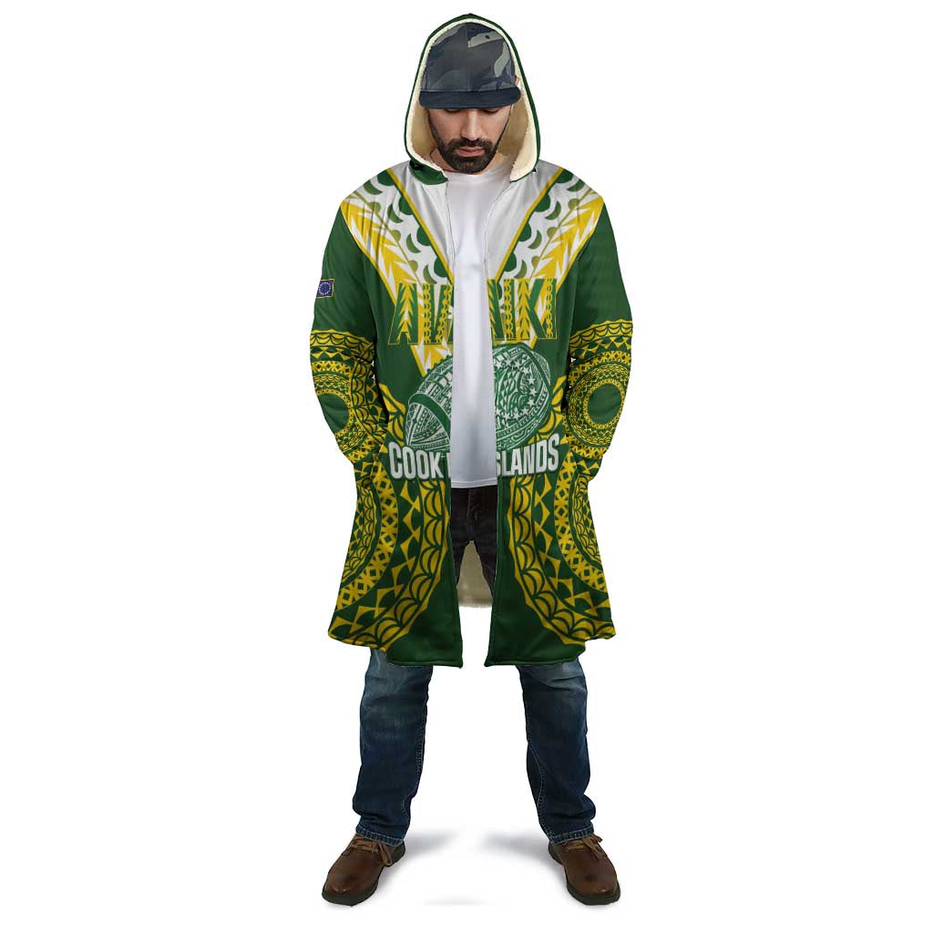 Custom Avaiki Cook Islands Rugby Cloak Kuki Airani Tatau Green LT14 - Polynesian Pride