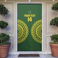 Custom Avaiki Cook Islands Rugby Door Cover Kuki Airani Tatau Green LT14 Green - Polynesian Pride