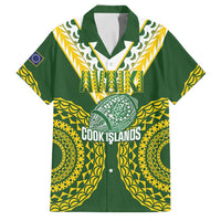 Custom Avaiki Cook Islands Rugby Family Matching Long Sleeve Bodycon Dress and Hawaiian Shirt Kuki Airani Tatau Green - Polynesian Pride