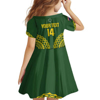 Custom Avaiki Cook Islands Rugby Family Matching Off The Shoulder Long Sleeve Dress and Hawaiian Shirt Kuki Airani Tatau Green - Polynesian Pride