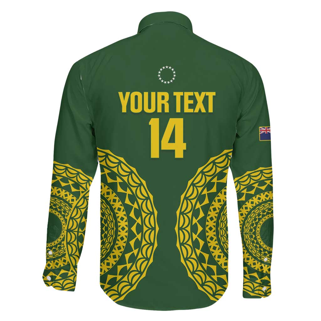 Custom Avaiki Cook Islands Rugby Family Matching Off The Shoulder Long Sleeve Dress and Hawaiian Shirt Kuki Airani Tatau Green - Polynesian Pride