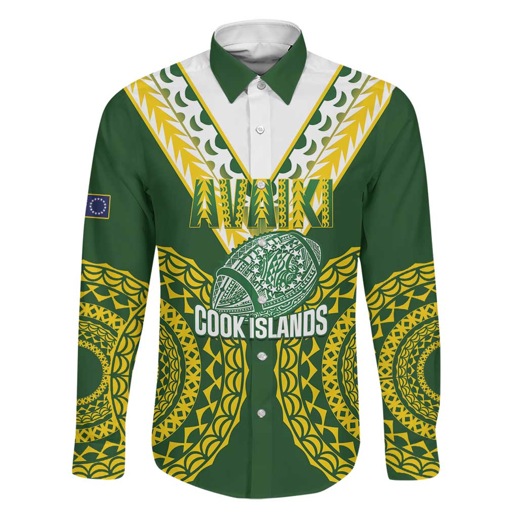 Custom Avaiki Cook Islands Rugby Family Matching Off Shoulder Short Dress and Hawaiian Shirt Kuki Airani Tatau Green - Polynesian Pride
