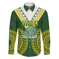 Custom Avaiki Cook Islands Rugby Family Matching Off Shoulder Short Dress and Hawaiian Shirt Kuki Airani Tatau Green - Polynesian Pride