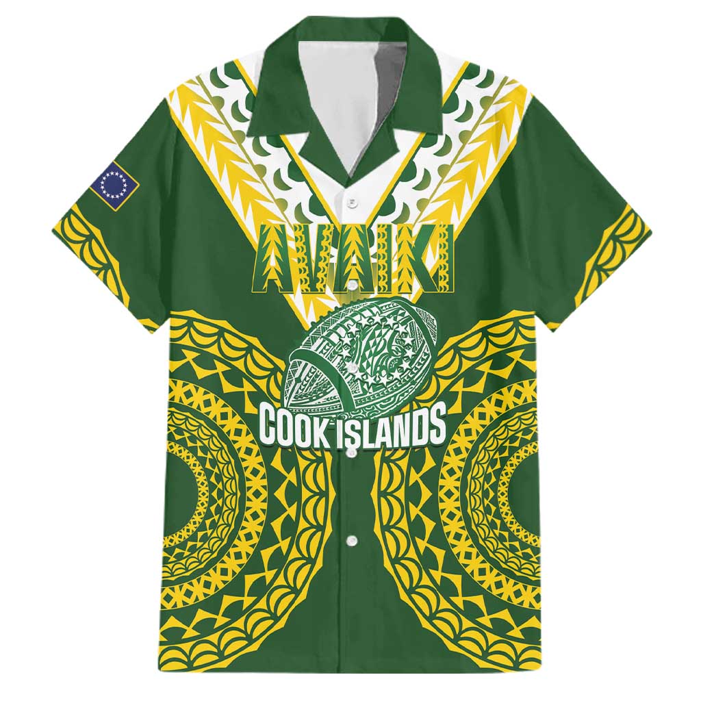 Custom Avaiki Cook Islands Rugby Family Matching Puletasi and Hawaiian Shirt Kuki Airani Tatau Green - Polynesian Pride
