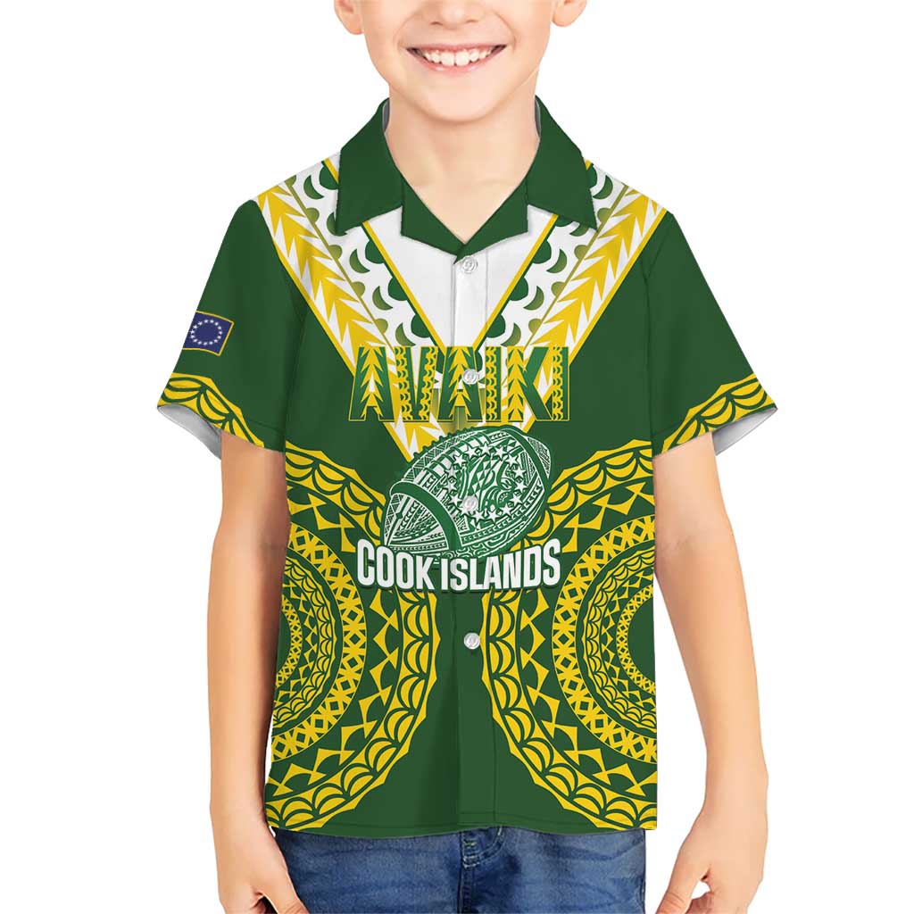 Custom Avaiki Cook Islands Rugby Family Matching Short Sleeve Bodycon Dress and Hawaiian Shirt Kuki Airani Tatau Green - Polynesian Pride