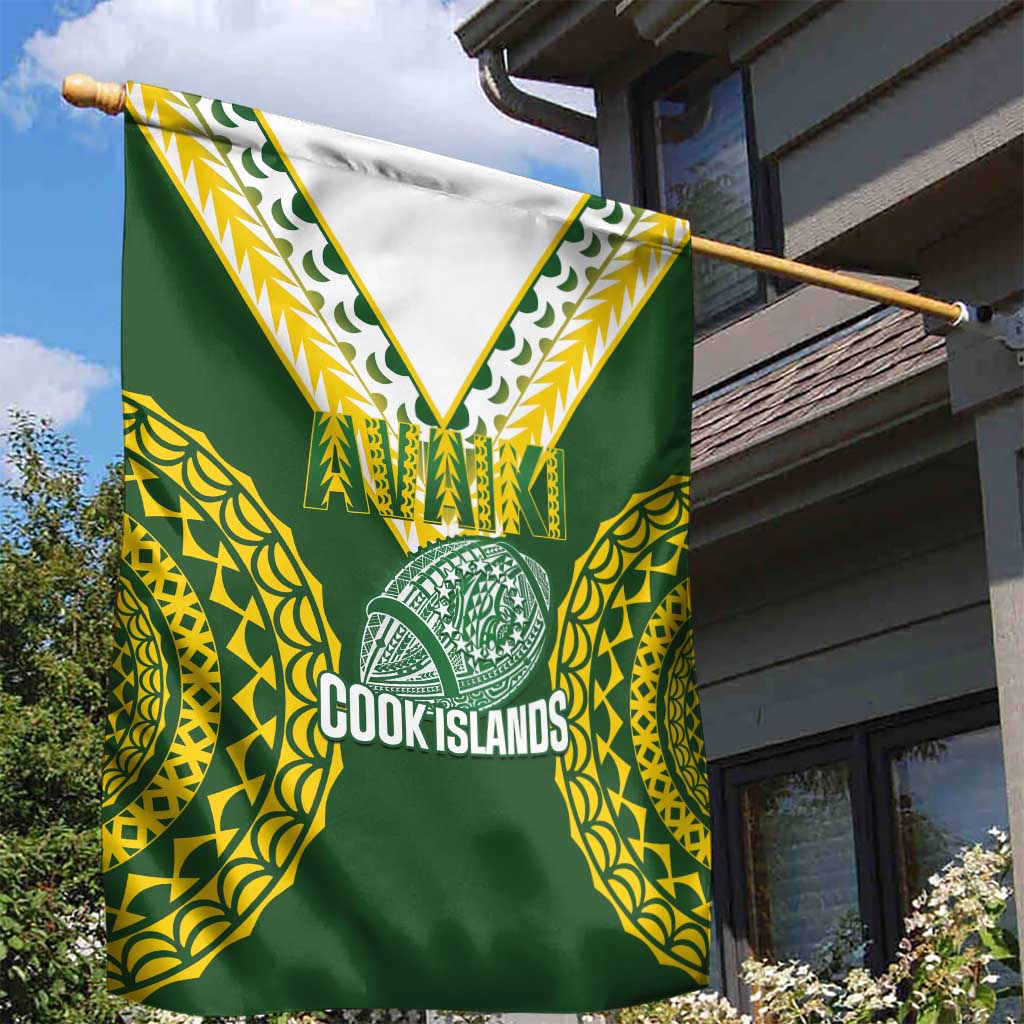 Avaiki Cook Islands Rugby Garden Flag Kuki Airani Tatau Green LT14 - Polynesian Pride