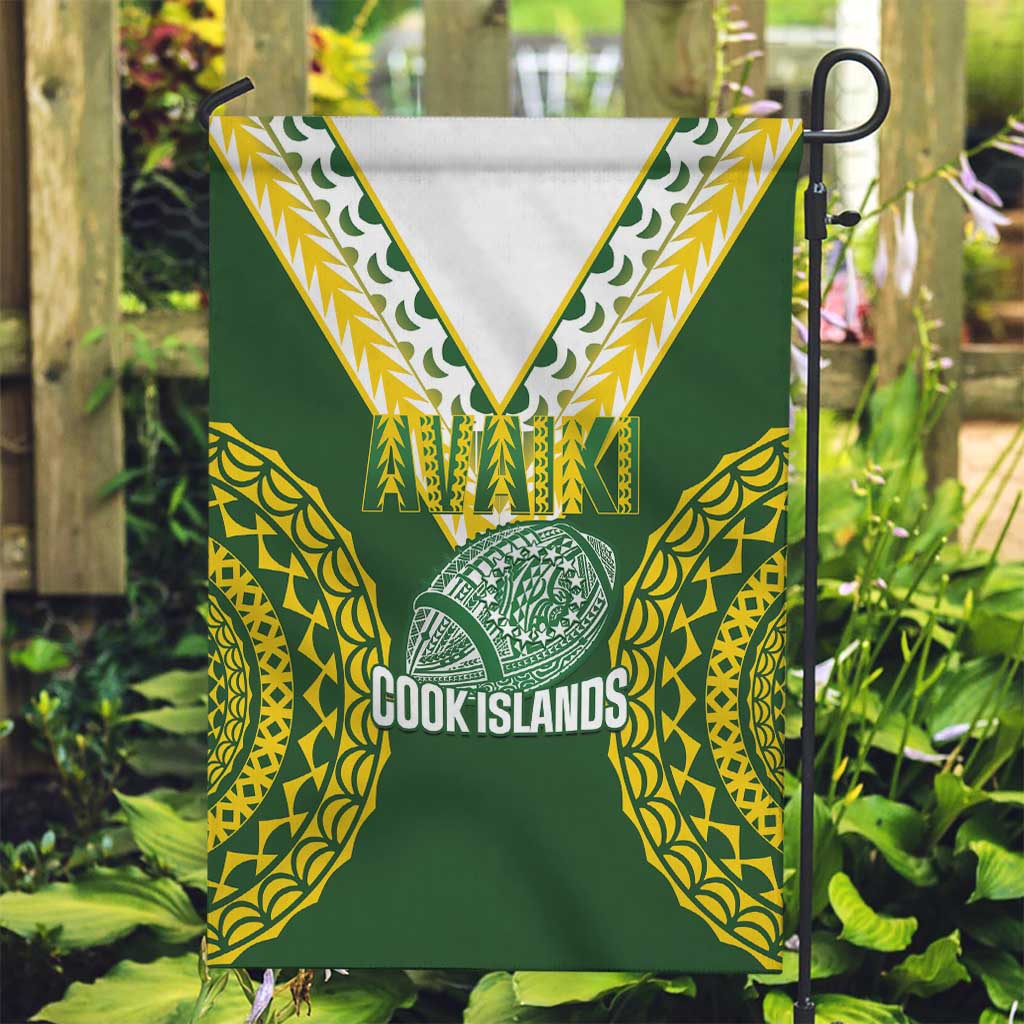 Avaiki Cook Islands Rugby Garden Flag Kuki Airani Tatau Green LT14 Garden Flag Green - Polynesian Pride