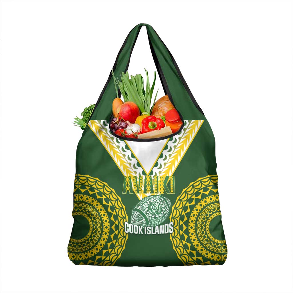 Avaiki Cook Islands Rugby Grocery Bag Kuki Airani Tatau Green LT14 1-pack One Size Green - Polynesian Pride
