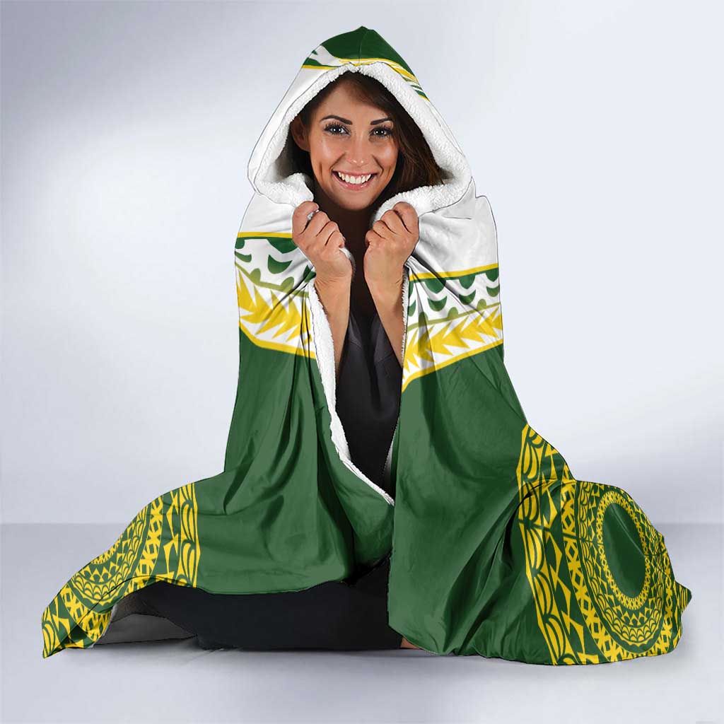 Avaiki Cook Islands Rugby Hooded Blanket Kuki Airani Tatau Green LT14 - Polynesian Pride