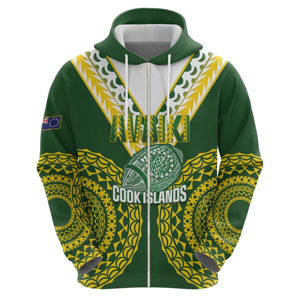 Custom Avaiki Cook Islands Rugby Hoodie - Kuki Airani Tatau Green LT14 - Polynesian Pride