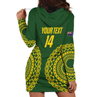 Custom Avaiki Cook Islands Rugby Hoodie Dress Kuki Airani Tatau Green LT14 - Polynesian Pride