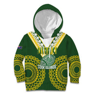 Custom Avaiki Cook Islands Rugby Kid Hoodie Kuki Airani Tatau Green LT14 Hoodie Green - Polynesian Pride