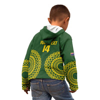 Custom Avaiki Cook Islands Rugby Kid Hoodie Kuki Airani Tatau Green LT14 - Polynesian Pride