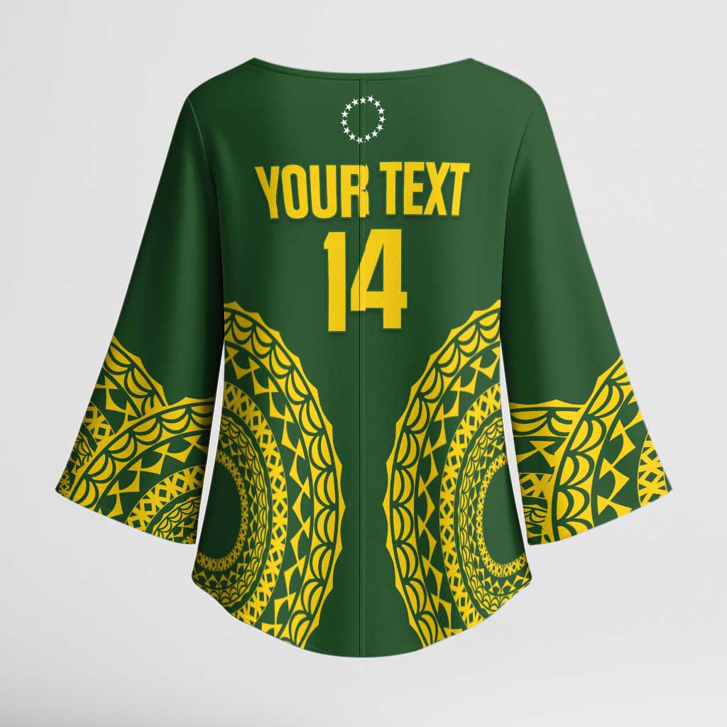 Custom Avaiki Cook Islands Rugby Kimono Sleeve Blouse Kuki Airani Tatau Green LT14 - Polynesian Pride
