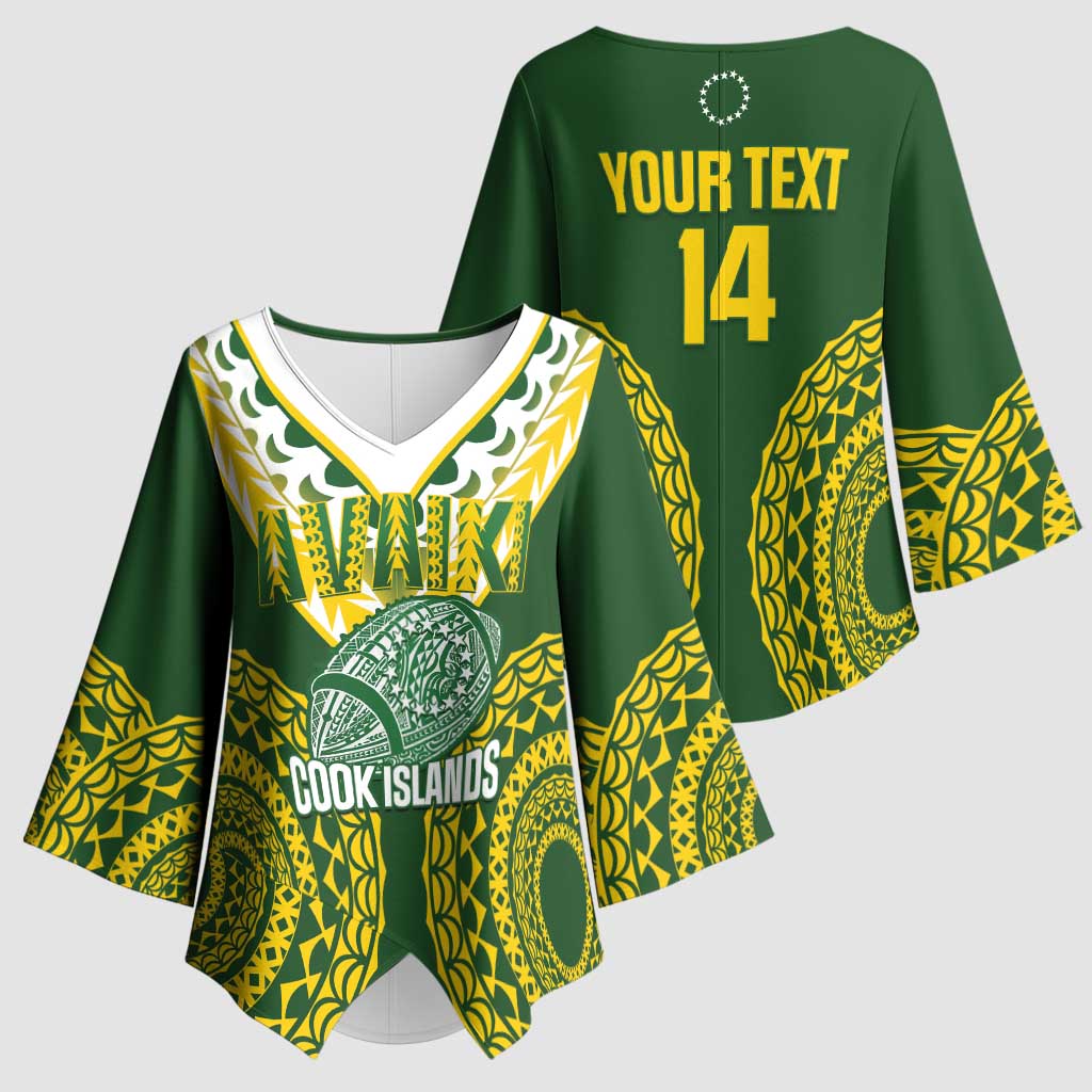 Custom Avaiki Cook Islands Rugby Kimono Sleeve Blouse Kuki Airani Tatau Green LT14 - Polynesian Pride