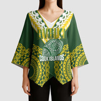 Custom Avaiki Cook Islands Rugby Kimono Sleeve Blouse Kuki Airani Tatau Green LT14 - Polynesian Pride