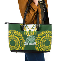 Avaiki Cook Islands Rugby Leather Tote Bag Kuki Airani Tatau Green LT14 - Polynesian Pride