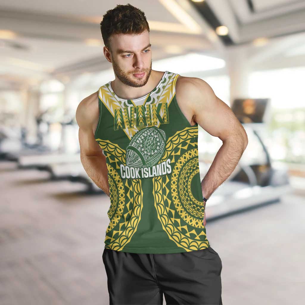 Custom Avaiki Cook Islands Rugby Men Tank Top Kuki Airani Tatau Green LT14 Green - Polynesian Pride