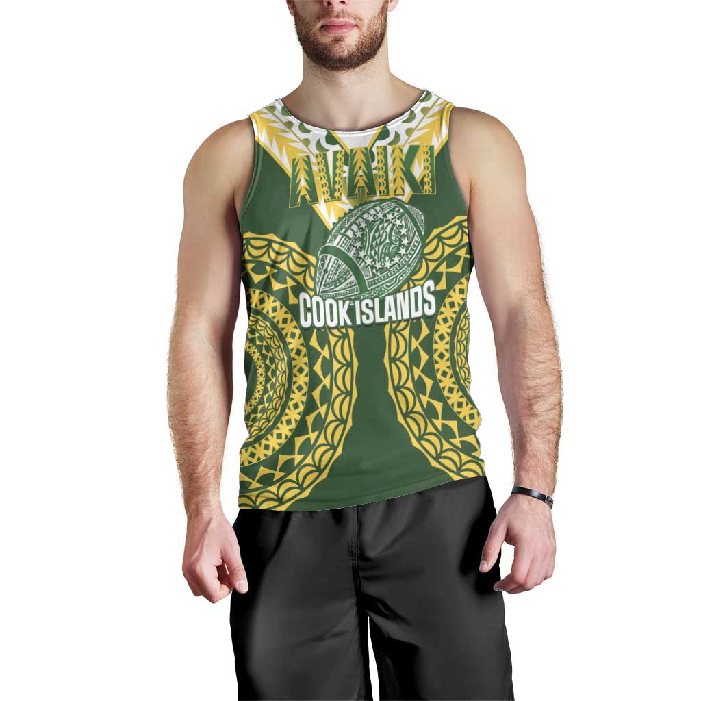 Custom Avaiki Cook Islands Rugby Men Tank Top Kuki Airani Tatau Green LT14 - Polynesian Pride