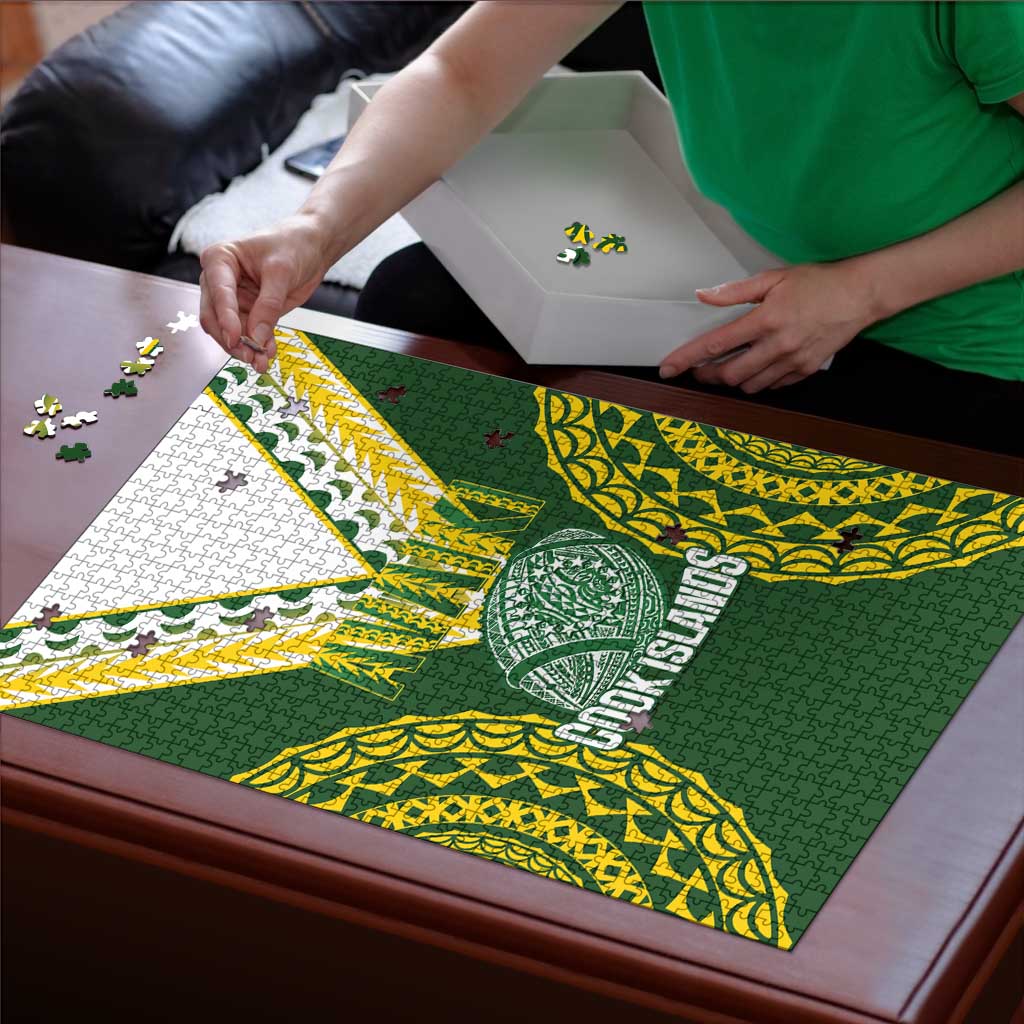 Avaiki Cook Islands Rugby Puzzle Kuki Airani Tatau Green LT14 - Polynesian Pride