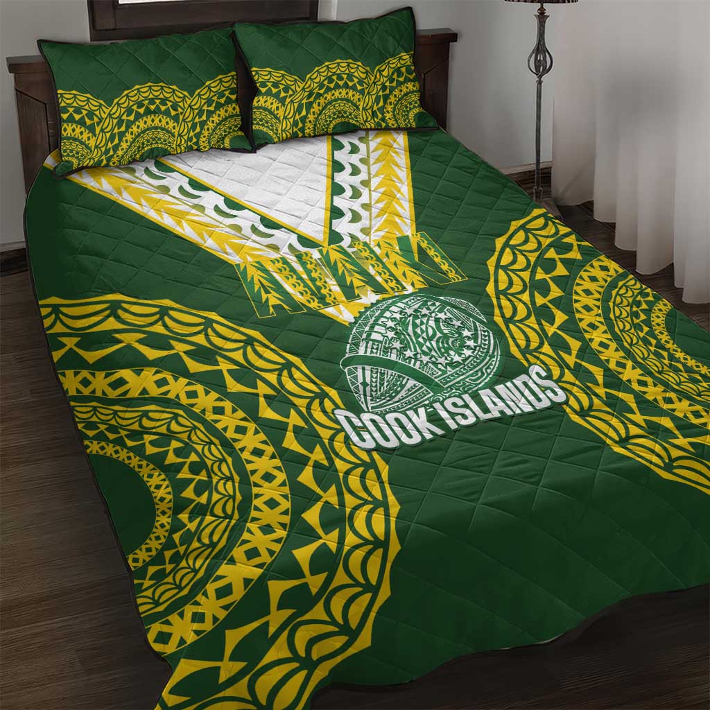 Avaiki Cook Islands Rugby Quilt Bed Set Kuki Airani Tatau Green LT14 Green - Polynesian Pride