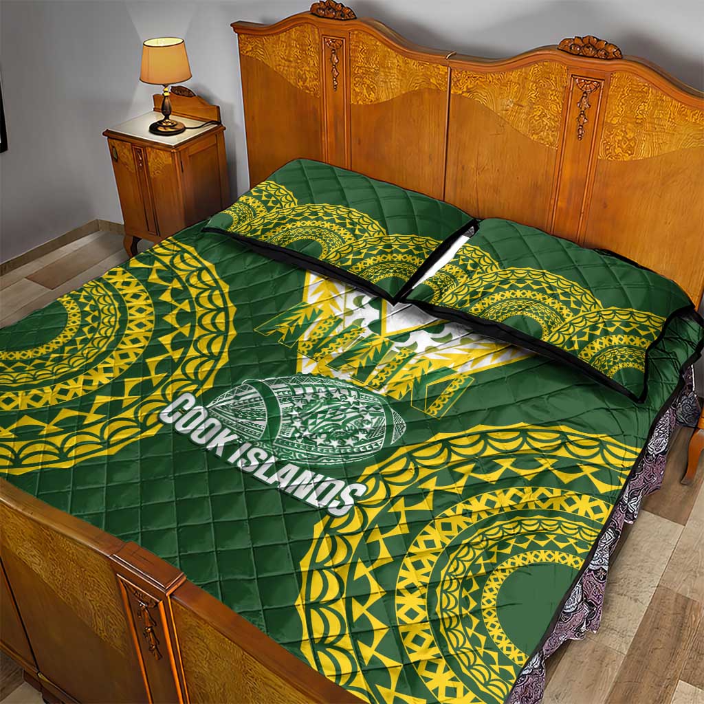 Avaiki Cook Islands Rugby Quilt Bed Set Kuki Airani Tatau Green LT14 - Polynesian Pride