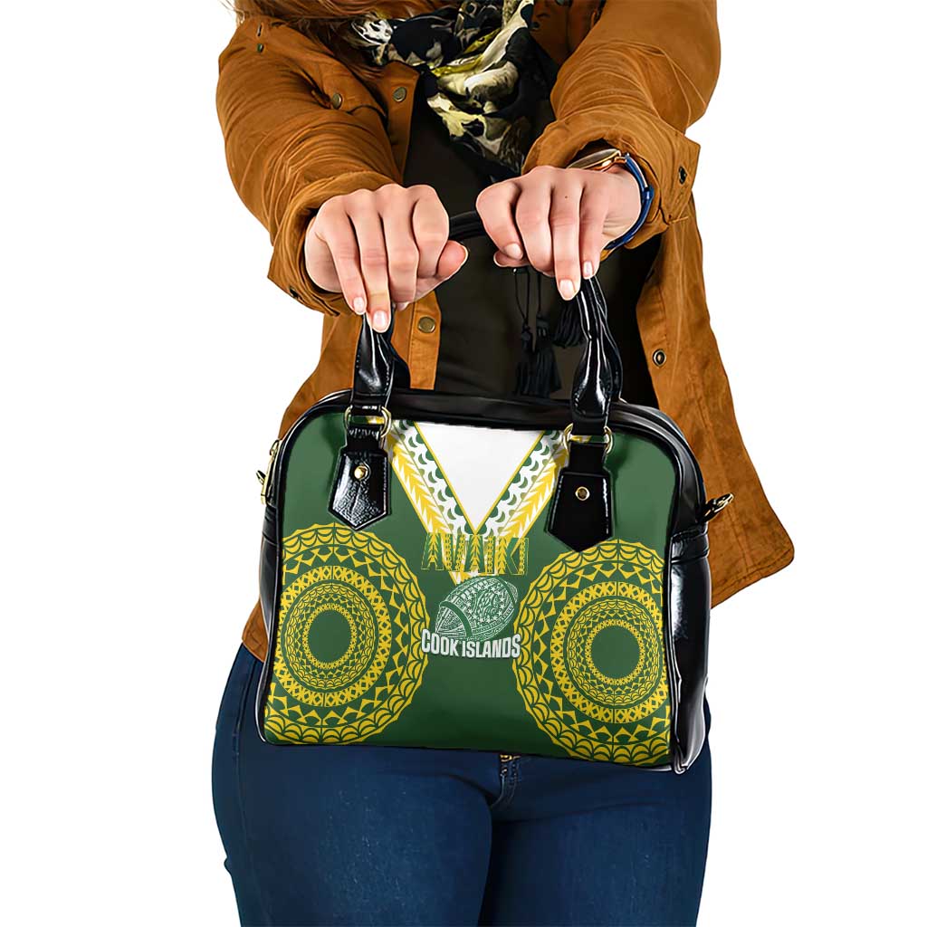 Avaiki Cook Islands Rugby Shoulder Handbag Kuki Airani Tatau Green LT14 One Size Green - Polynesian Pride