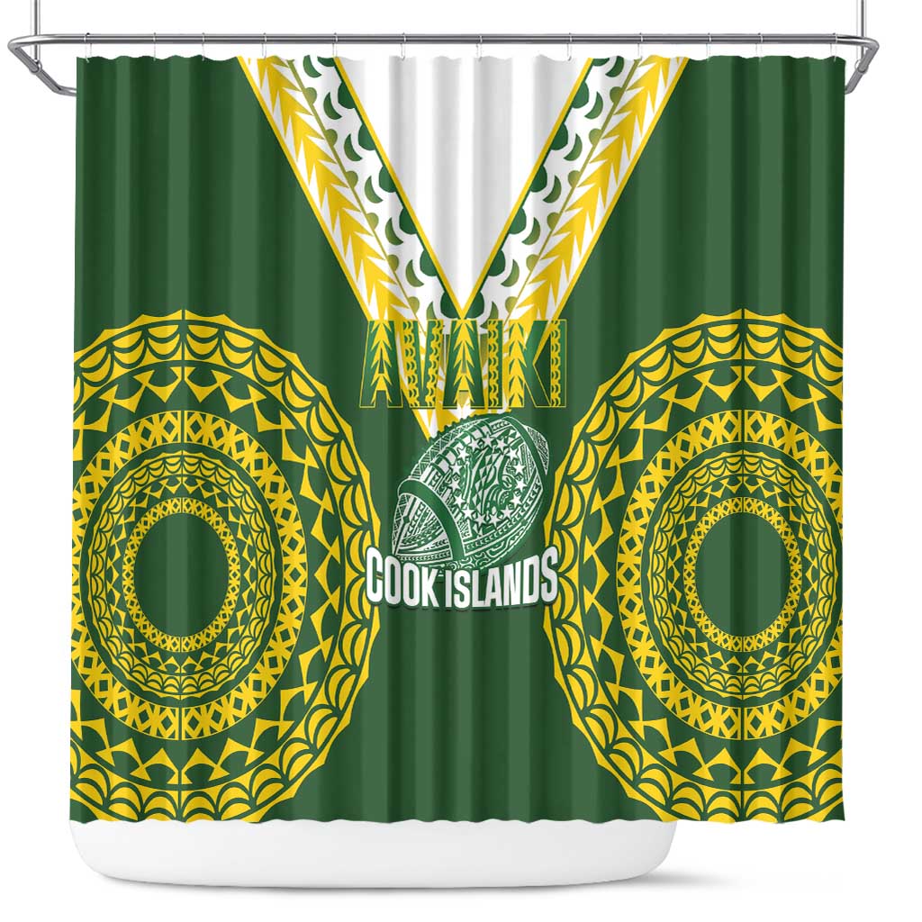 Avaiki Cook Islands Rugby Shower Curtain Kuki Airani Tatau Green LT14 Green - Polynesian Pride