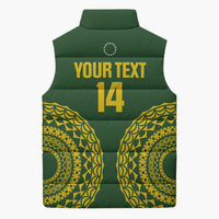 Custom Avaiki Cook Islands Rugby Sleeveless Puffer Jacket Kuki Airani Tatau Green LT14 - Polynesian Pride